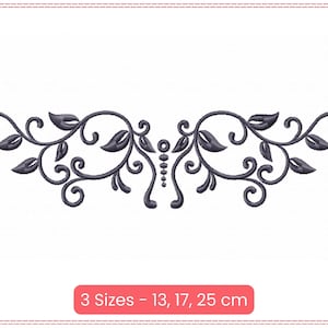 Elegant Floral Border Embroidery Design – 3 Sizes – Digital Download