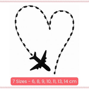 Airplane Heart Loop Embroidery Design –  Travel, Pilot, Wanderlust Machine Embroidery File