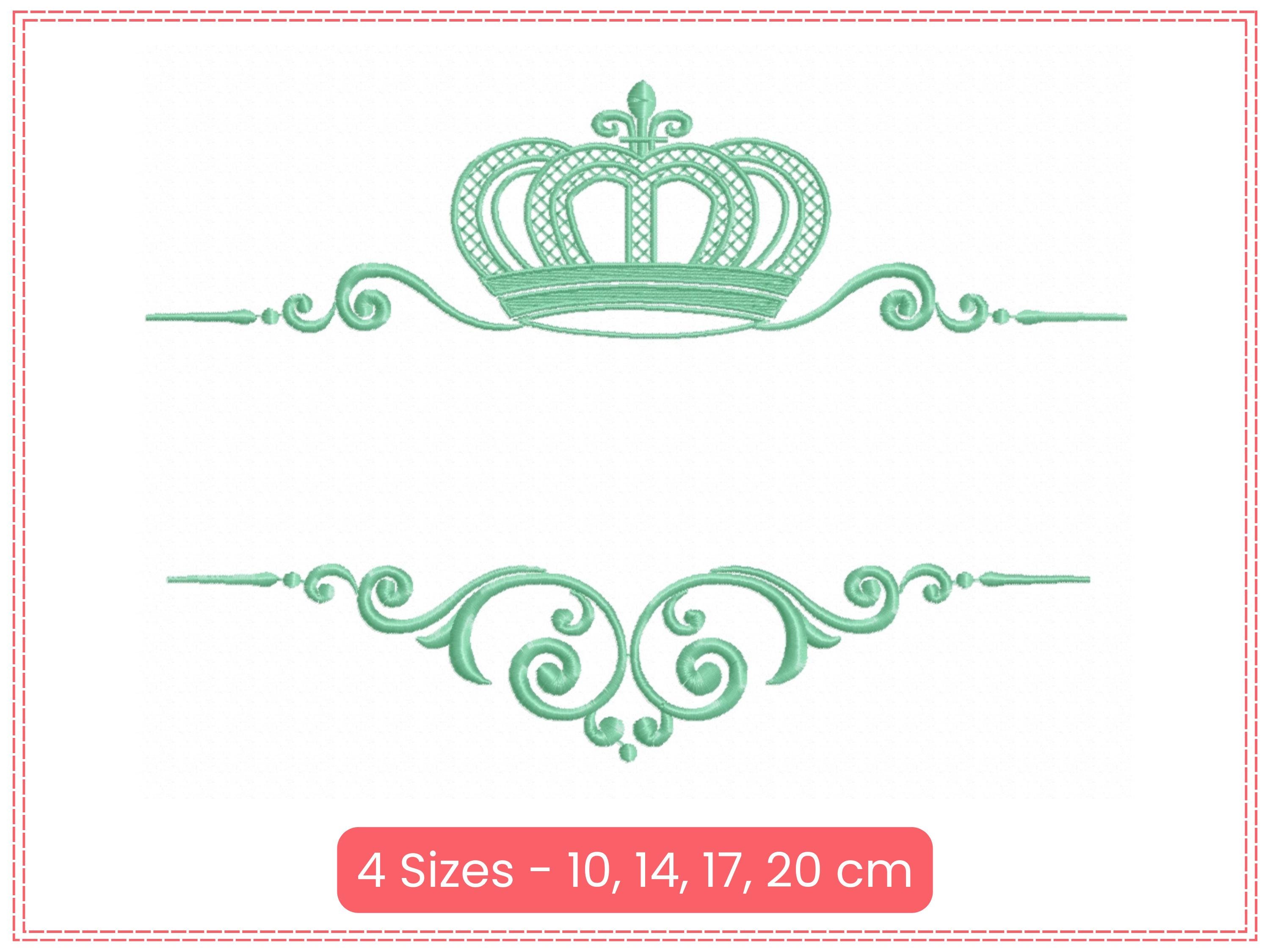 Royal Crown & Scroll Embroidery Design – Elegant Borders – Machine ...