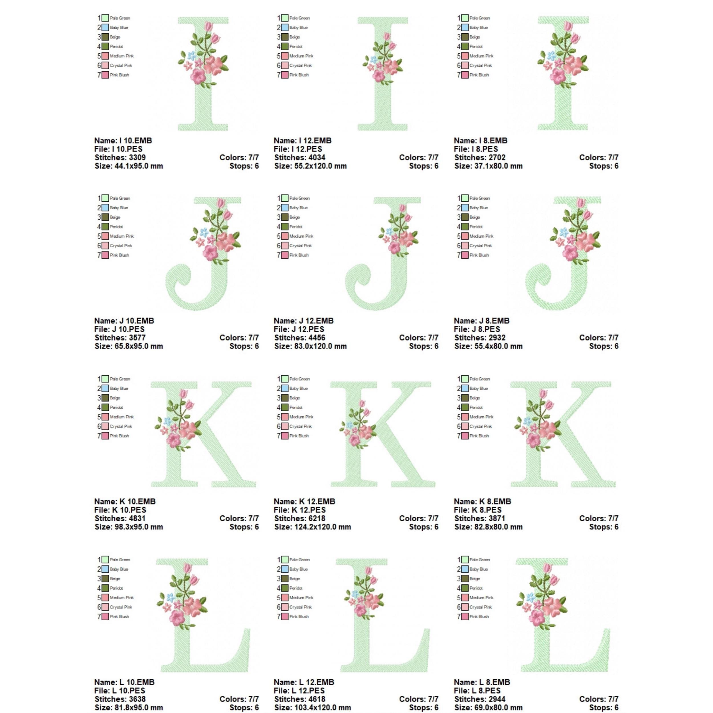 Flower Alphabet Embroidery Design, A–Z Monogram Letters, Machine ...