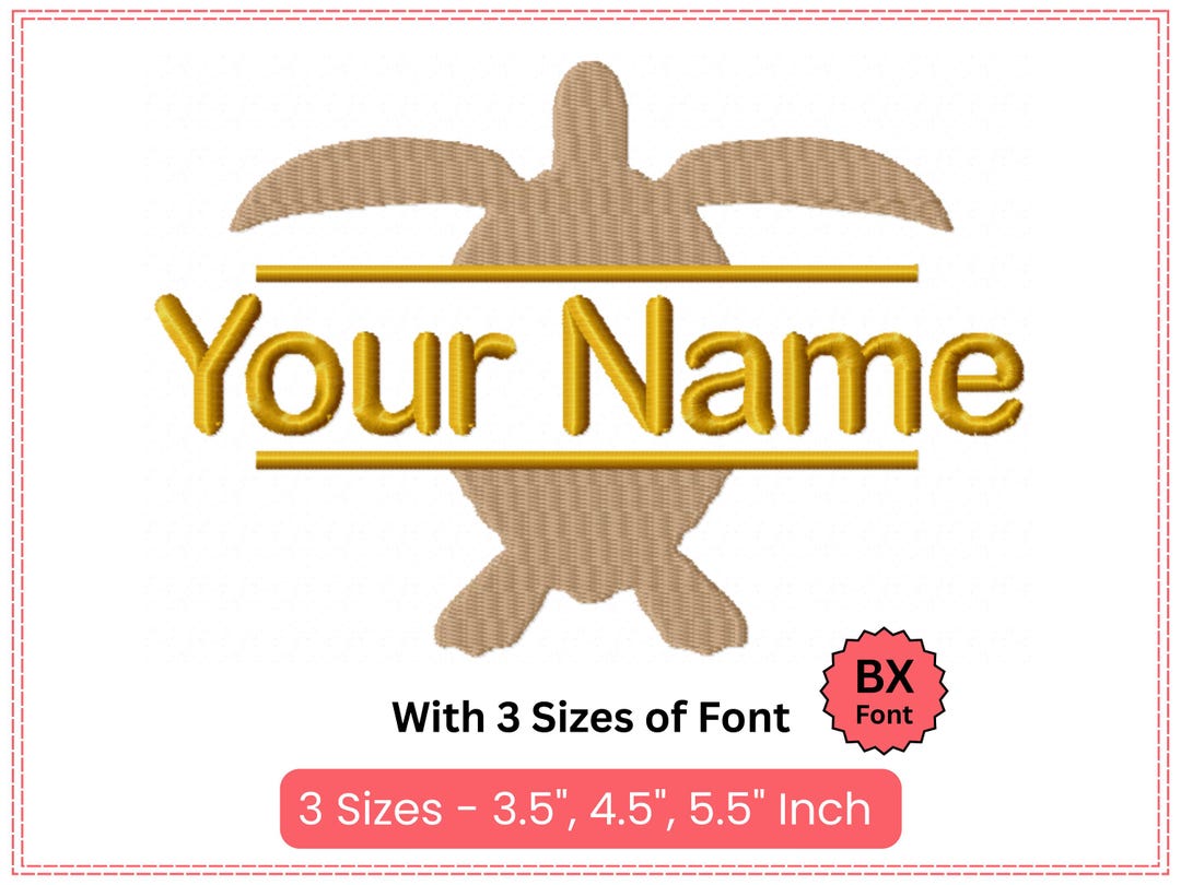 Turtle Initial Monogram Turtle Name Embroidery Design | Personalized Ocean Animal Monogram ...