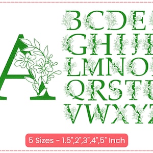 Floral Alphabets Machine Embroidery Designs, 5 Sizes, Instant Download, Perfect for Personalized Gifts