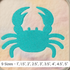 Crab Embroidery Design – Cute Ocean Sea Animal Machine Embroidery File in 9 Sizes – Nautical Beach Theme Instant Download