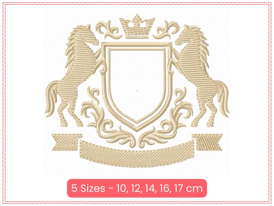 Heraldic Crest Embroidery Design – Royal Coat of Arms With Horses ...