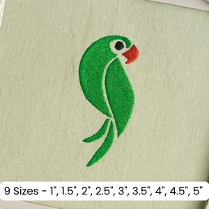 Colorful Parrot Embroidery Design – Modern Tropical Bird Machine Embroidery in 9 Sizes – Jungle Theme Stitch File for Kids & Home Decor