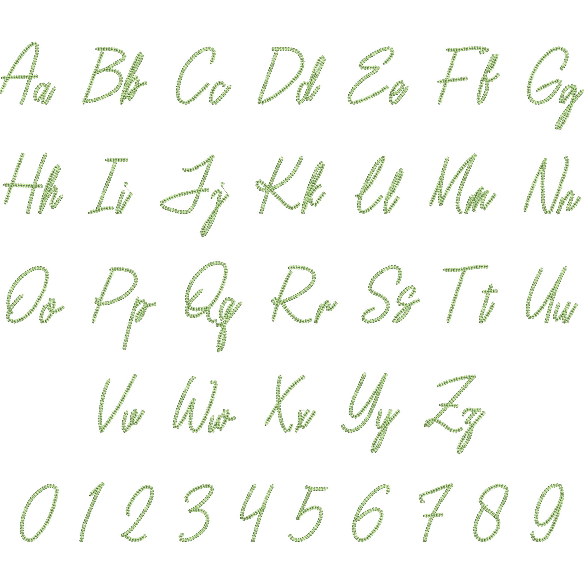 Chain Stitch Script Font, Cursive Machine Embroidery Alphabet With BX ...