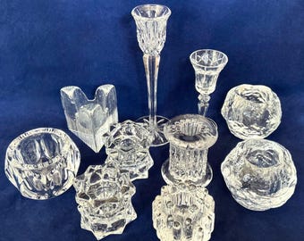 Kosta Boda Art Glass Candle Holder: MCM Textured Ice Candlestick