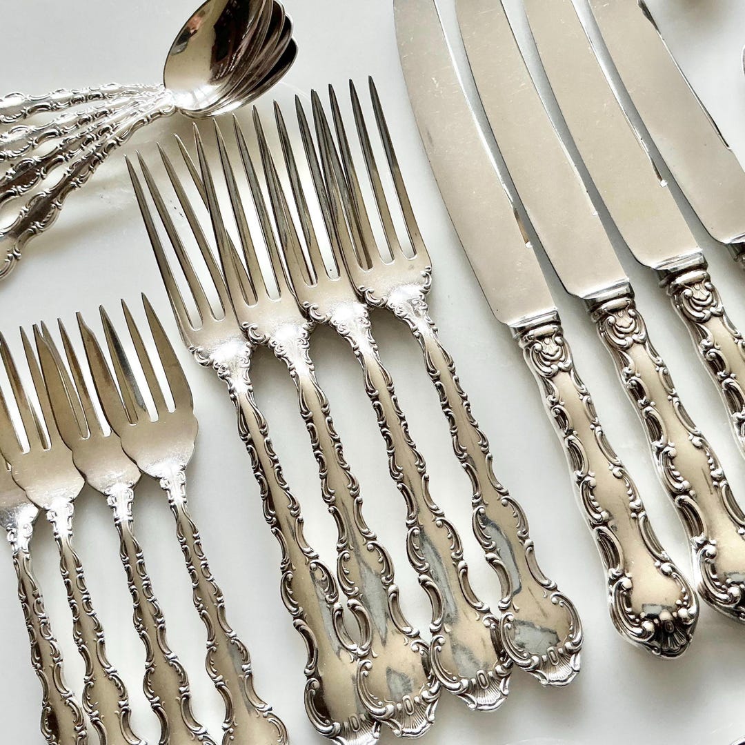 Regency Silver Pattern Vintage Birks Regency Louis De France Silver Plated Flatware Set for 4 ...