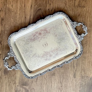 Vintage Silver Plated Serving Tray: Sheffield Reproduction, Monogrammed