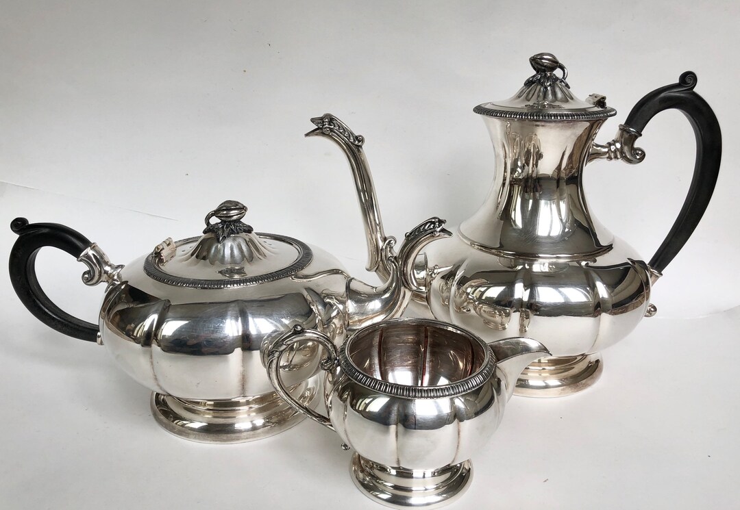 Silver Plated Tea Set Old English Reproduction. Coffee Pot Etsy