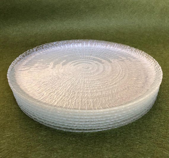 Arcoroc Spirale Glass Plate or Bowl: 1970s French Textured Serving Platter