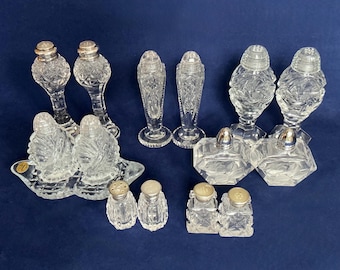 Vintage Crystal Salt & Pepper Shakers: Czech Bohemia Pinwheel Design