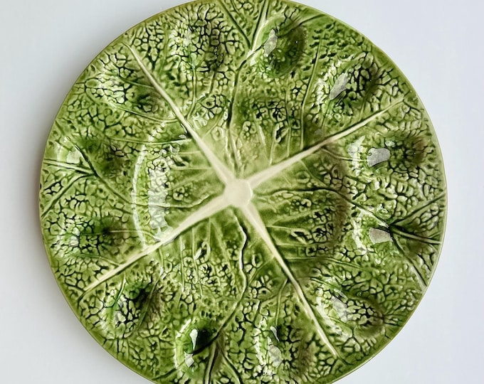 Vintage Portuguese Cabbage Leaf Egg Platter