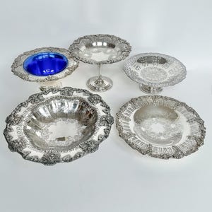 Candy bowls, candy dishes. Vintage silver plated serving dishes. Silverware