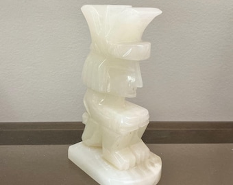 Vintage Onyx Bookend: MCM Mayan Aztec Idol Decor