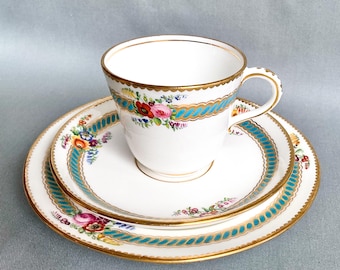 Antique Tea cup, Saucer and Dessert Plate. Coalport Pattern 7/424, c.1860s