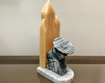 Vintage onyx / marble bookend,  MCM style decor. Handmade from 60-70s