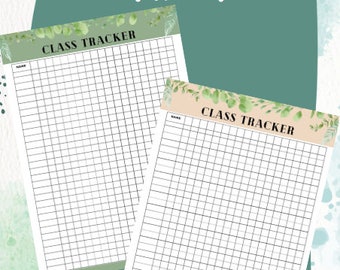 Printable Botanical themed class grade tracker