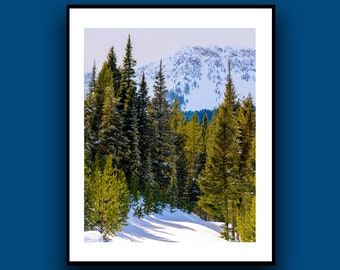 Impresión artística de pared con paisaje de montaña invernal de Montana, impresión fotográfica de viajes