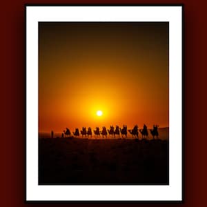 Sunset Camel Ride in the Judean Desert of Israel, Wall Art Print, Travel Photography Print