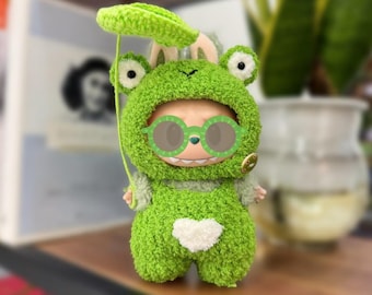 Cute Green Frog Labubu Clothes, Crochet Labubu Outfit, Handmade Clothes Accessories, Funny Labubu Outfit, Birthday Gift For Kid Idea