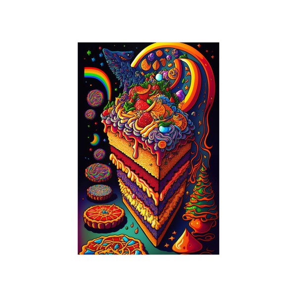 Trippy poster psychedelic lsd trip cool blacklight poster lsd blacklight poster cool wall art colorful wall art food art