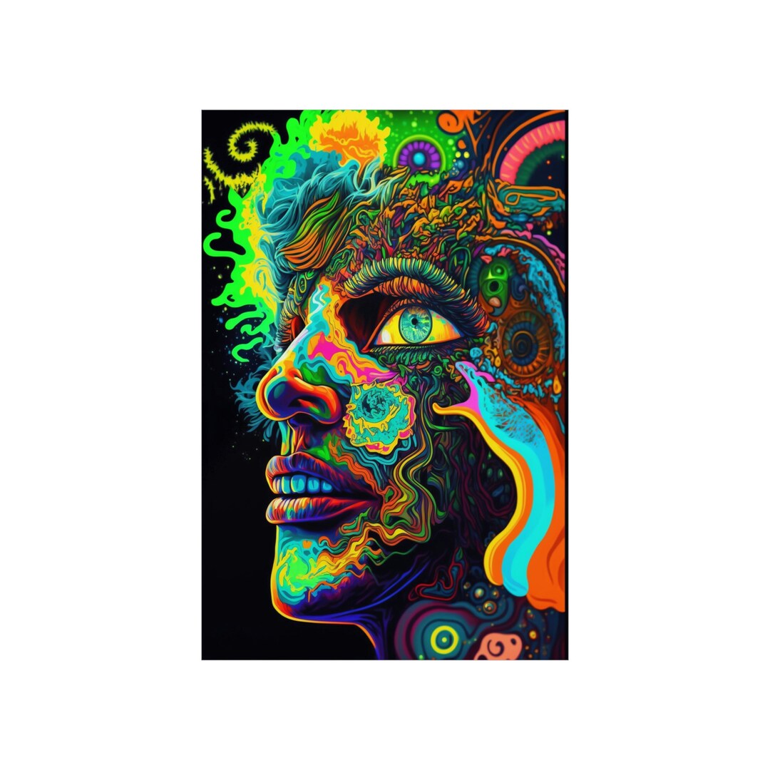 Trippy Poster Psychedelic Lsd Trip Cool Blacklight Poster Lsd