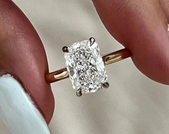 2 Carat Elongated Cushion Lab Grown Diamond Ring Cushion Lab Diamond Solitaire Ring Elongated Cushion Cut Engagement Ring Solitaire