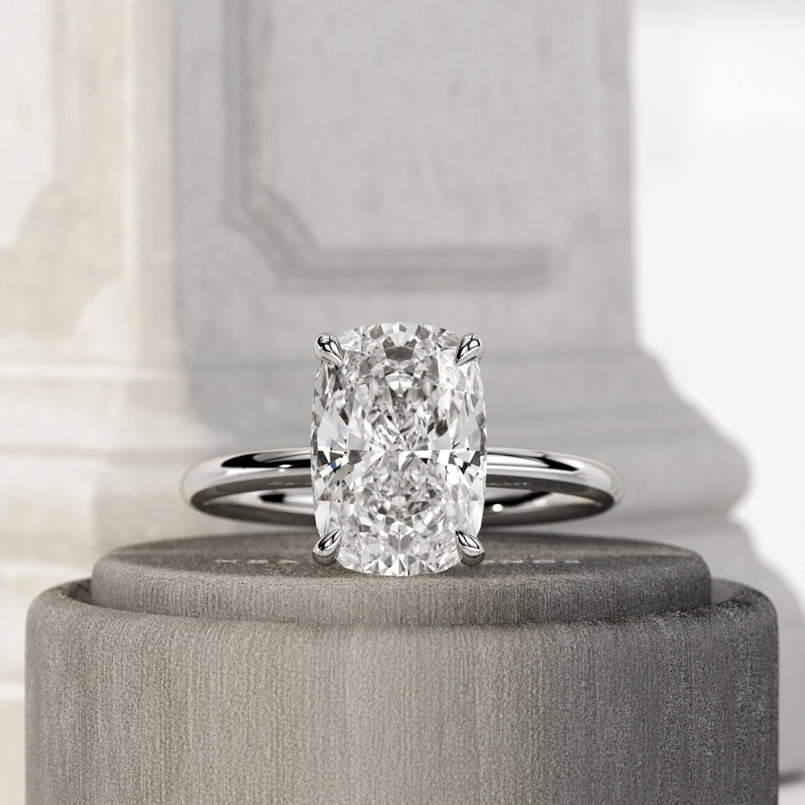 3 Carat Lab Diamond Ring 3 CT Elongated Cushion Diamond Elongated