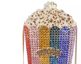 Popcorn Crystal Clutch Purse