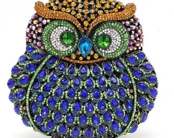 Owl Crystal Clutch Purse