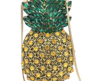 Pineapple Crystal Clutch Purse