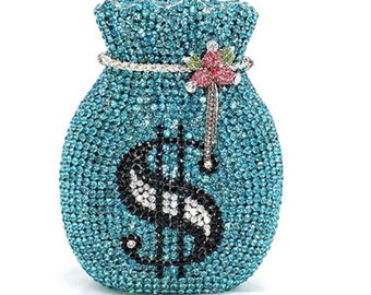 Money Bag Crystal Clutch Purse