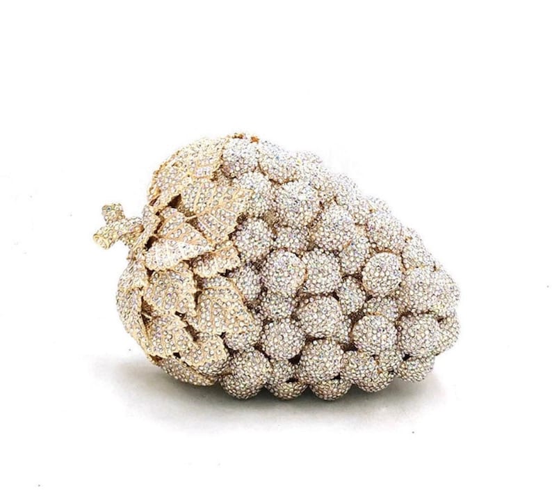 Grapes Crystal Clutch Purse Gold