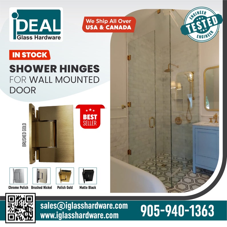 Brushed Gold 90 Degree Glass Door Shower Doors Hinge Etsy