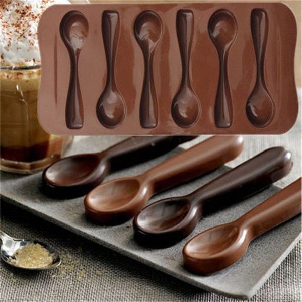 Good quality DIY chocolate six spoons mould, Silicone Mold for Baking Cake Decorating Topper Candy