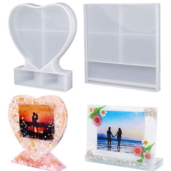 Love Heart Square Photo Frame Epoxy Mold voor DIY Craft, Resin Decorative Craft Jewelry Making Mold, Silicone Mould