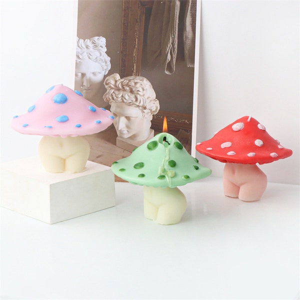 Body and mushroom head candle soap mold for aromatherapy and resin making, with chocolate and ice cube molds