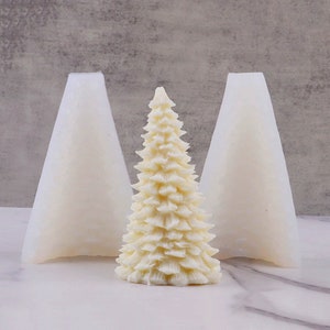 Moule à bougie en silicone sapin de Noël pour décoration de gâteaux et bonbons - Design 3D