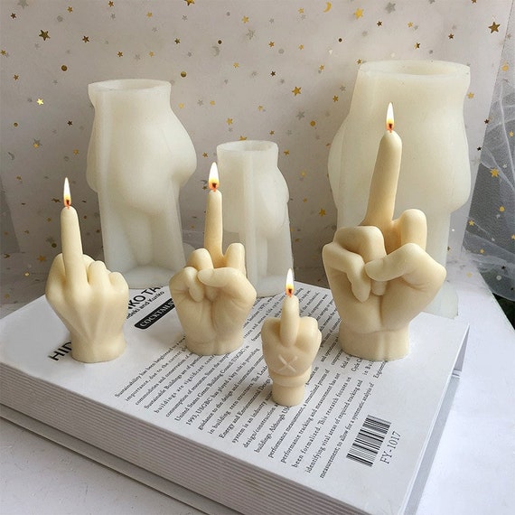 Middle Finger Gesture Silicone Candle Mold Gypsum form Carving Art  Aromatherapy Plaster Home Decoration Mold Wedding Gift Making
