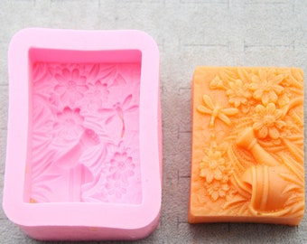 Sunflower dragonfly soap making silicone mold for diy handmade soap and cake decorating tools