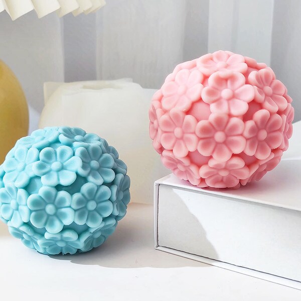 Flower ball silicone candle/ soap mold for gift, craft, home decoration