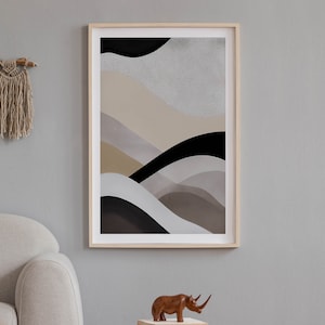 Ola de arte abstracto neutral, arte de pared moderno, decoración en crema, decoración elegante para el hogar, arte abstracto beige minimalista