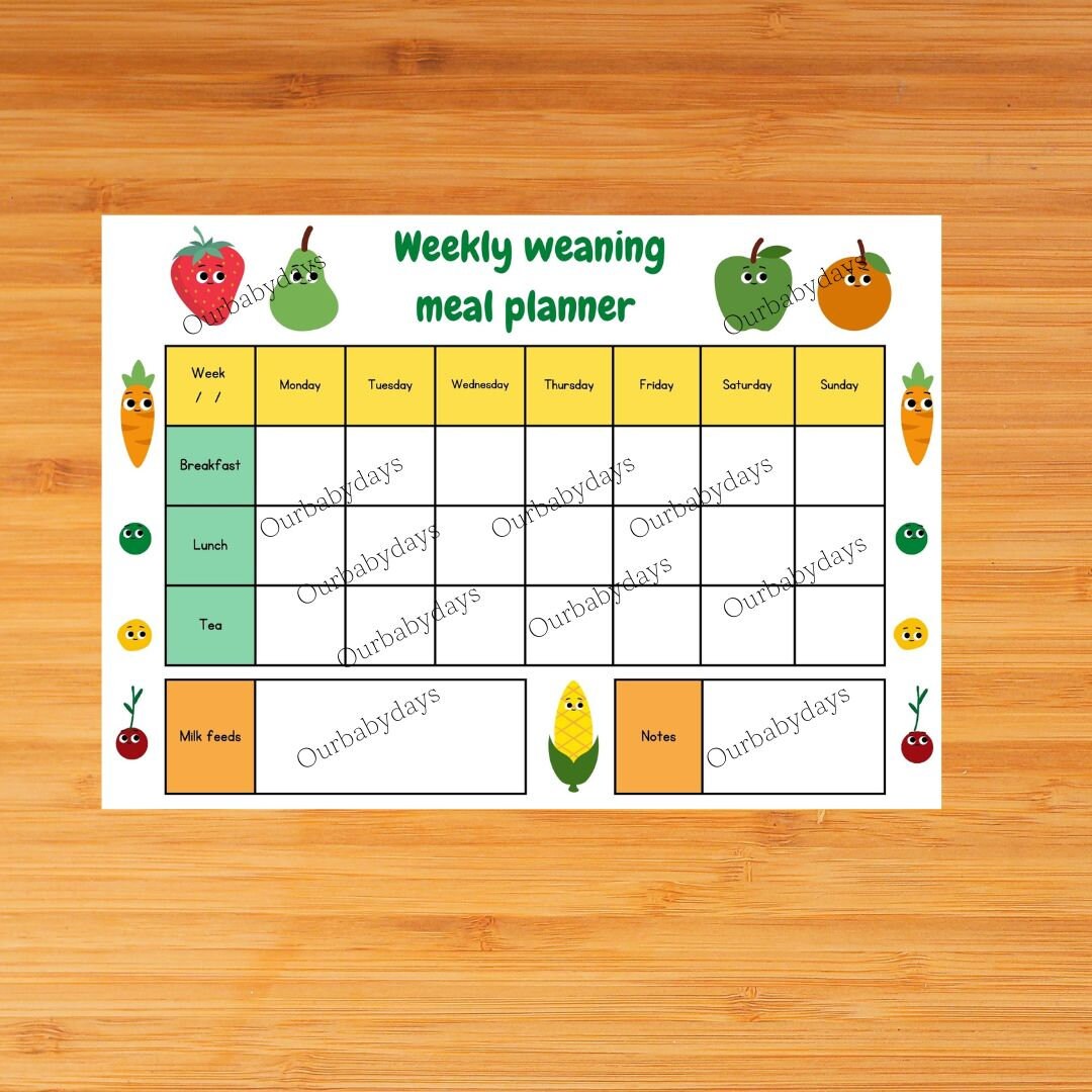 Weaning Meal Planner BLW Weaning Baby - Etsy