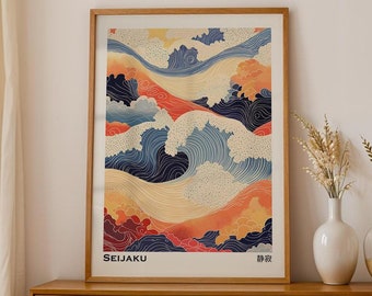 Japanese Waves Poster Japandi Wall Art, Wabi Sabi Wall Art, Japandi Art Print, Japanese Wall Art, Printable Wall Art