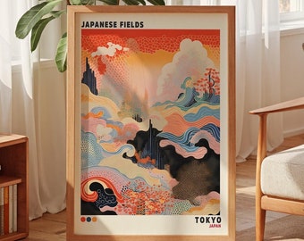 Japanische Felder Poster, Japandi Wandkunst, japanische Wandkunst, Wabi Sabi Wandkunst, Japandi Kunst, druckbare Wandkunst