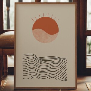 Abstract Landscape Poster, Mid Century Modern, Abstract Wall Art, Abstract Art, Digital Prints, Boho Wall Art, Digital Download