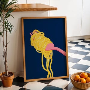 Illustration Pasta Print, Pasta Lover Poster, Italian Kitchen Art, Pasta Wall Art, Food Art, Kitchen Art, Kitchen Prints