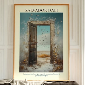 Póster de puertas abiertas de Salvador Dalí, surrealismo dadaísta, decoración de habitaciones indie, lienzo de Salvador Dalí, decoración estética de habitaciones, arte mural imprimible