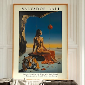 Salvador Dali Woman and Tiger Poster, Dali Print, Digital Prints, Surreal Art, Famous Artist Prints, Salvador Dali Poster, Dali